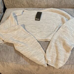 Brand New Nasty Gal Cozy Gray Cropped Sweater